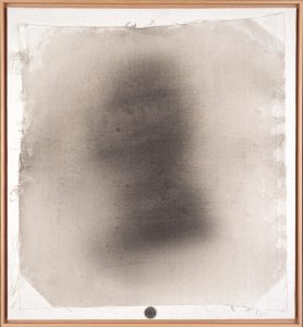 Ed Ruscha, Thomas Jefferson, Acrylic on canvas mounted on canvas-covered board with coin, Overall: 22 × 20 1/2in. (55.9 × 52.1cm), Courtesy of the artist, Venice, California